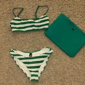 triangl green and white striped suit (size small)